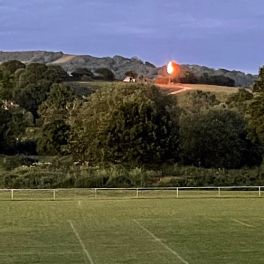 the hills around Colyton with a beacon in the distance to celebrate the Jubilee 